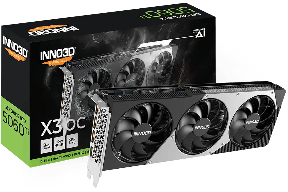 INNO3D GeForce RTX™ 5060 Ti 8GB X3 OC 8GB GDDR7 Graphic Card | N506T3 - 08D7X - 193075L - 8886307700766 - Vektra Computers LLC INNO3D GeForce RTX™ 5060 Ti 8GB X3 OC 8GB GDDR7 Graphic Card | N506T3 - 08D7X - 193075L - 8886307700766 - Vektra Computers LLC